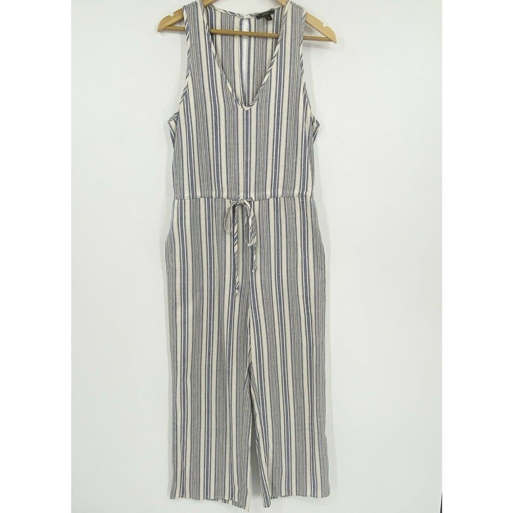 Drew Anthropologie Sleeveless Linen Blend Crop Jumpsuit Sz S